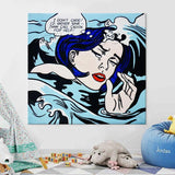 Roy Lichtenstein On Canvas Oil Painting Drowning Girl Pop Art Street (Hand Painted!)
