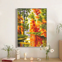 DIY 5D Diamond Painting Full Round Diamond Mosaic Landscape Diamond Autumn Scenery