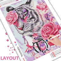 DIY Diamond Painting Kit Animal Tiger 5D DIY Diamond Rose Rhinestones Mosaic Home Decor