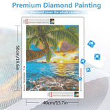 DIY Full Square Diamond Painting Sunset Waterfall 5D DIY Diamond Mosaic Landscape Art Kits Home Decoration