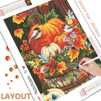 DIY Full Square Diamond Painting Kit Bird Diamond Mosaic Halloween Rhinestone Picture