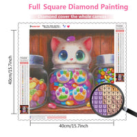 DIY Diamond Painting Cat Animal Full Drill Square Diamond Candy Diamond Mosaic Cartoon Handmade