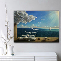 Salvador Dali The Waves Book Sailboat Oil Painting HQ Canvas Print