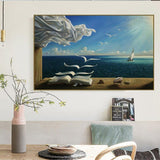 Salvador Dali The Waves Book Sailboat Oil Painting HQ Canvas Print