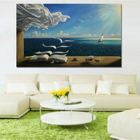 Salvador Dali The Waves Book Sailboat Oil Painting HQ Canvas Print