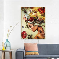 DIY Painting By Numbers Woman Portrait Drawing On Canvas DIY Painting By Numbers Flower For Adults Home Decoration DIY Frame