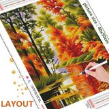 DIY 5D Diamond Painting Full Round Diamond Mosaic Landscape Diamond Autumn Scenery