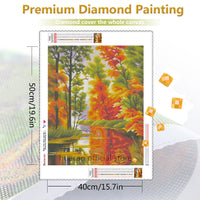 DIY 5D Diamond Painting Full Round Diamond Mosaic Landscape Diamond Autumn Scenery