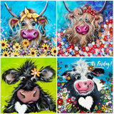 DIY 5D Diamond Painting Cow Full Square Round Art Diamond Animal Mosaic Sunflower Handmade