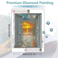 DIY Full Square Diamond Painting Sunset Waterfall 5D DIY Diamond Mosaic Landscape Art Kits Home Decoration