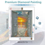 DIY Full Square Diamond Painting Sunset Waterfall 5D DIY Diamond Mosaic Landscape Art Kits Home Decoration