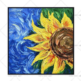 Skill Artist High Quality Good Texture Knife Flower Picture Handmade Sunflowers Oil Painting