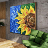 Skill Artist High Quality Good Texture Knife Flower Picture Handmade Sunflowers Oil Painting