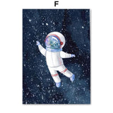 Kids Room Space Astronaut Planet Rocket Earth UFO Nursery Wall Art Decor HQ Canvas Print