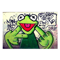 Street Graffiti Art Frog Kermit Finger Oil HQ Canvas Print Wall Art