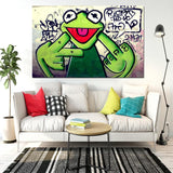 Street Graffiti Art Frog Kermit Finger Oil HQ Canvas Print Wall Art