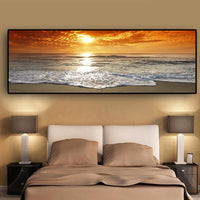 Sunsets Natural Sea Beach Landscape Posters And Prints Canvas Painting Panorama Scandinavian Wall