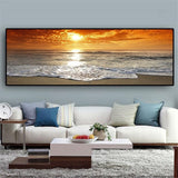 Sunsets Natural Sea Beach Landscape Posters And Prints Canvas Painting Panorama Scandinavian Wall