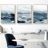 Hq Canvas Print Wall Art The Brushed Ocean With Frame 60X90Cm Wooden / 011