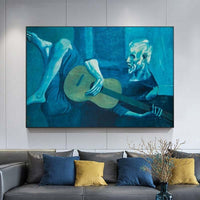 The Old Guitarist By Picasso Famous HQ Canvas Print Paintings