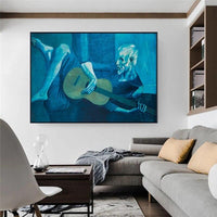 The Old Guitarist By Picasso Famous HQ Canvas Print Paintings