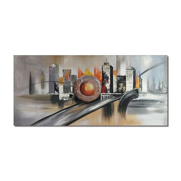 Abstract 3D Large City Building Painting Hand Painted Oil Painting On Canvas Landscape