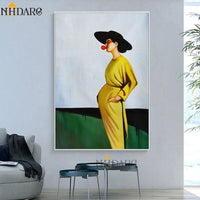 2 Panel Vogue Fashion HQ Canvas Print Painting Yellow Dress Woman