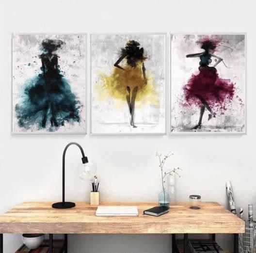 Hq Canvas Print Wall Art Watercolor Ballerina With Frame