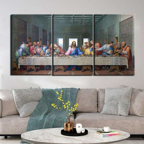 3 Panel The Last Supper Leonardo Da Vinci Picture Home Decor WITH FRAME HQ Canvas Print