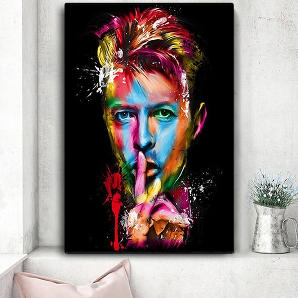 Kids Room Watercolor David Bowie Portrait Pop Legendary Singer HQ Canvas Print