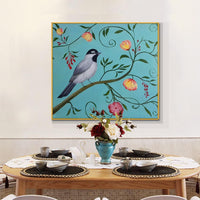 Bird With Flowers Painting Hand Painted Oil Painting On Canvas