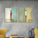 Aritist Hand painted 2 Panel Acrylic Painting Abstract Man Woman