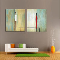 Aritist Hand painted 2 Panel Acrylic Painting Abstract Man Woman