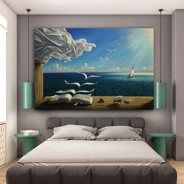 High Quality Canvas Print Salvador Dali Art Poster The Waves Book Sailboat Picture Painting Diary Of