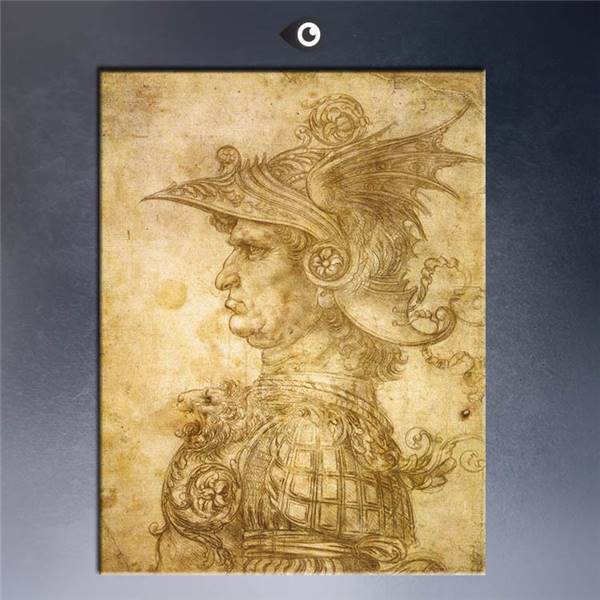 High Quality Giclee Print Profile-Of-A-Warrior-In-Helmet Poster By Leonardo Da Vinci Wall Oil