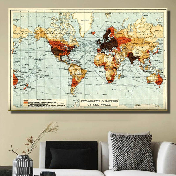 High Quality Giclee Print Qkart World Map Extra Large Modern Gallery Wrapped Contemporary Canvas