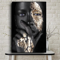 Hq Canvas Print African Art Black And Gold Woman Wall Picture Products On Etsy