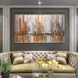 Fashion City View Modern Hand Painted Abstract Oil Painting Canvas Art