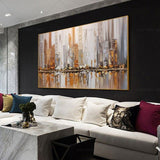 Fashion City View Modern Hand Painted Abstract Oil Painting Canvas Art