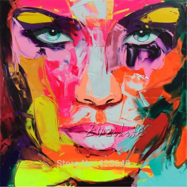 Francoise Nielly Canvas Painting Palette Knife Face Oil Painting Wall Art Picture