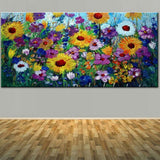 Large Size Hand Painted Abstract Art Wild Flower Landscape Oil Painting On Canvas (Hand Painted!)