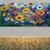 Large Size Hand Painted Abstract Art Wild Flower Landscape Oil Painting On Canvas (Hand Painted!)