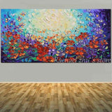 Large Size Hand Painted Abstract Art Wild Flower Landscape Oil Painting On Canvas (Hand Painted!)