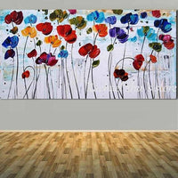 Large Size Hand Painted Abstract Art Wild Flower Landscape Oil Painting On Canvas (Hand Painted!)