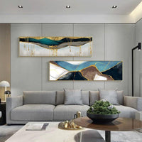 Abstract Banner Bedside Blue Golden Canvas Painting Posters And Print Modern Wall Art Picture