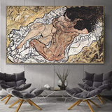 Artist Egon Schiele Naked Embrace Abstract Art Style Canvas Print Painting Poster Wall Pictures