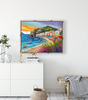 AI art colorful painting of ischia island beach Italy 2