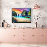 AI art colorful painting of Maya Bay beach Phi Phi Islands Thailand 2