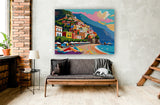 AI art colorful painting of Spiaggia Grande beach Positano Italy 3